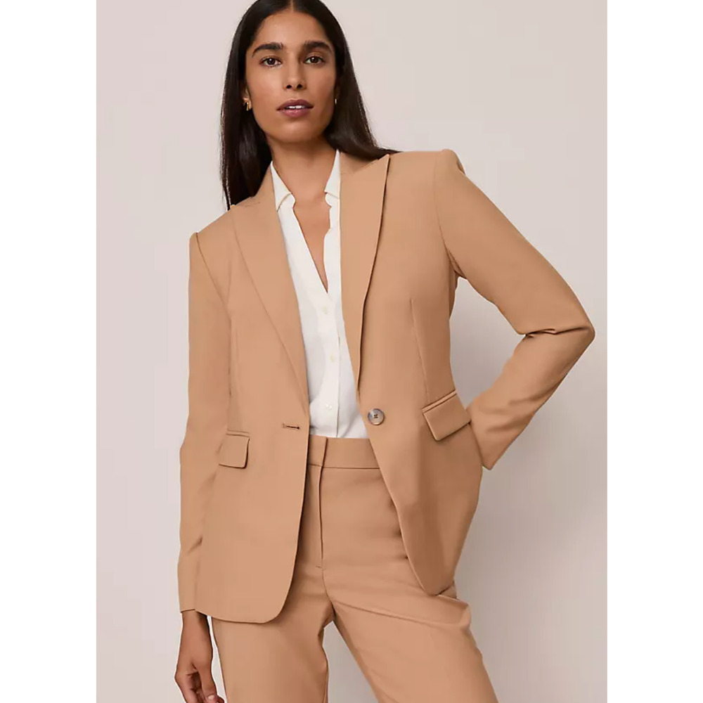 NEW ANN TAYLOR SESAME FITTED LONG BLAZER JACKET SZ 0